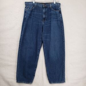Banana Republic Women US 31 Short High Rise Barrel Fit Denim Blue Jeans med wash